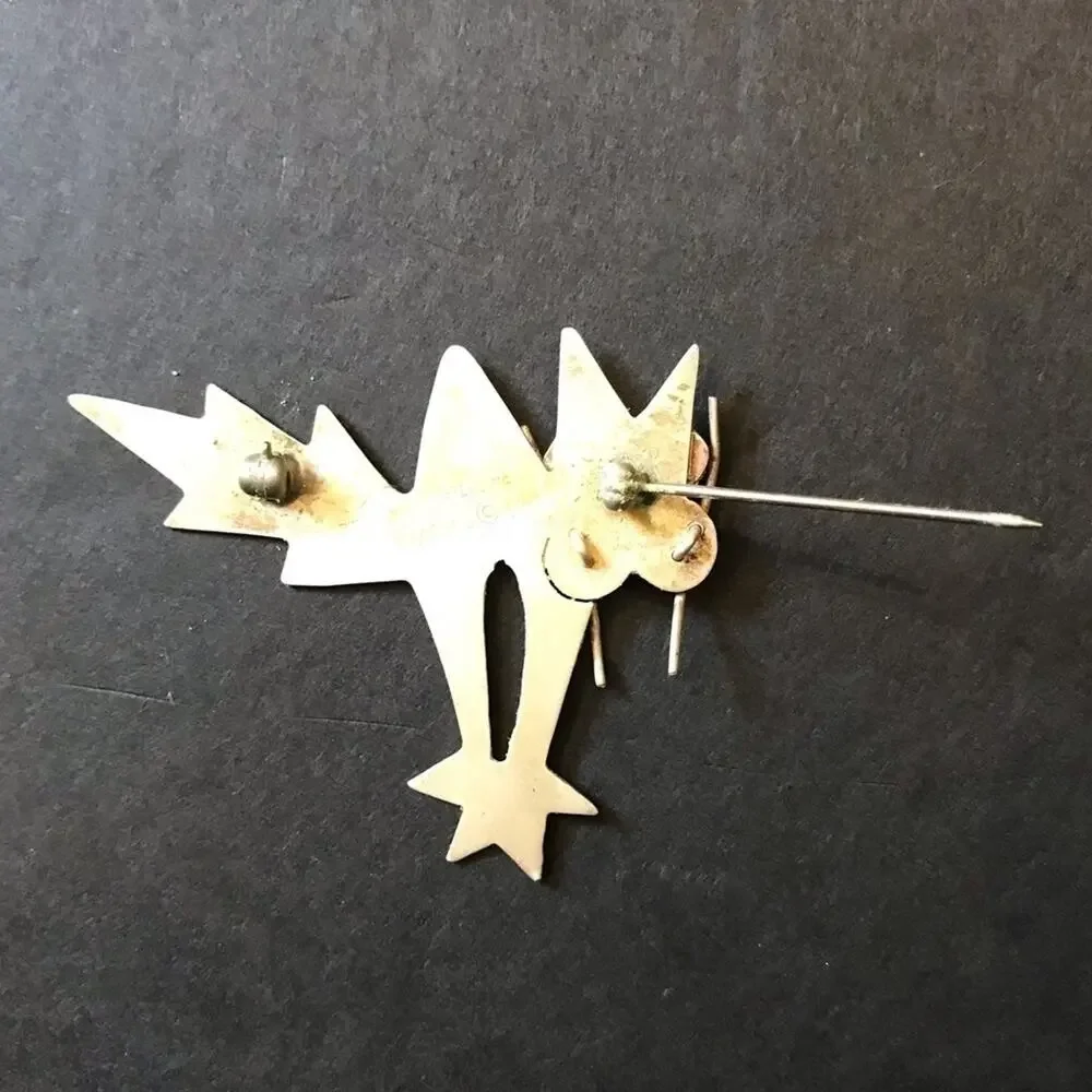 Vintage Sterling Silver 80s Cat Pin, This Cat is in a Tizzy! Signed by Artist